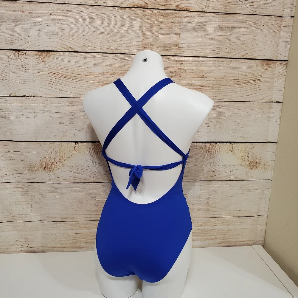 NWOT Becca Blue  Front Tie Slimming One Piece Swimsuit Small